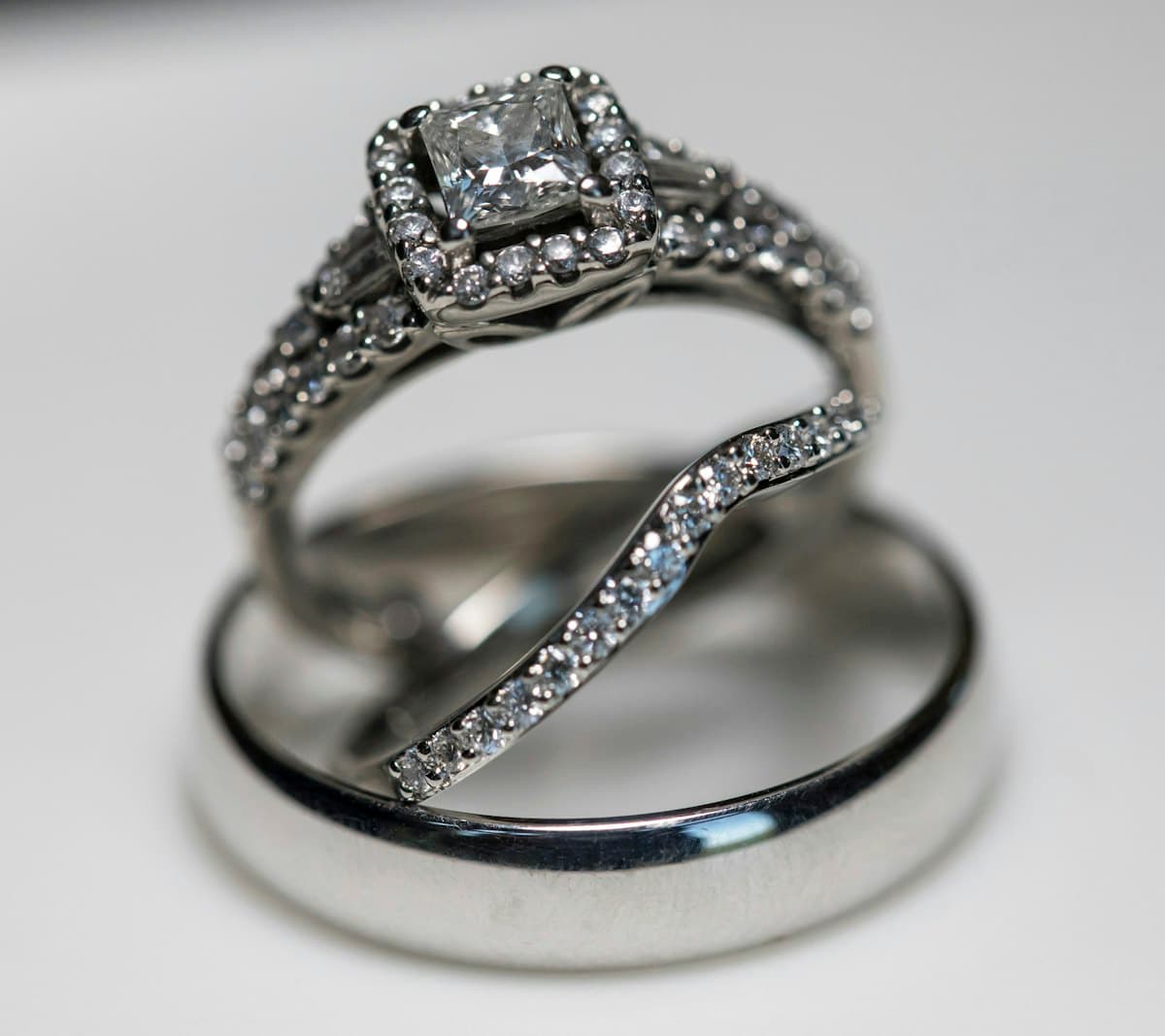 A brilliant diamond ring set in white gold
